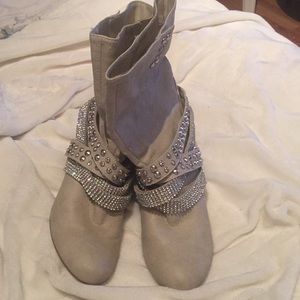 Cream/ rhinestone boots